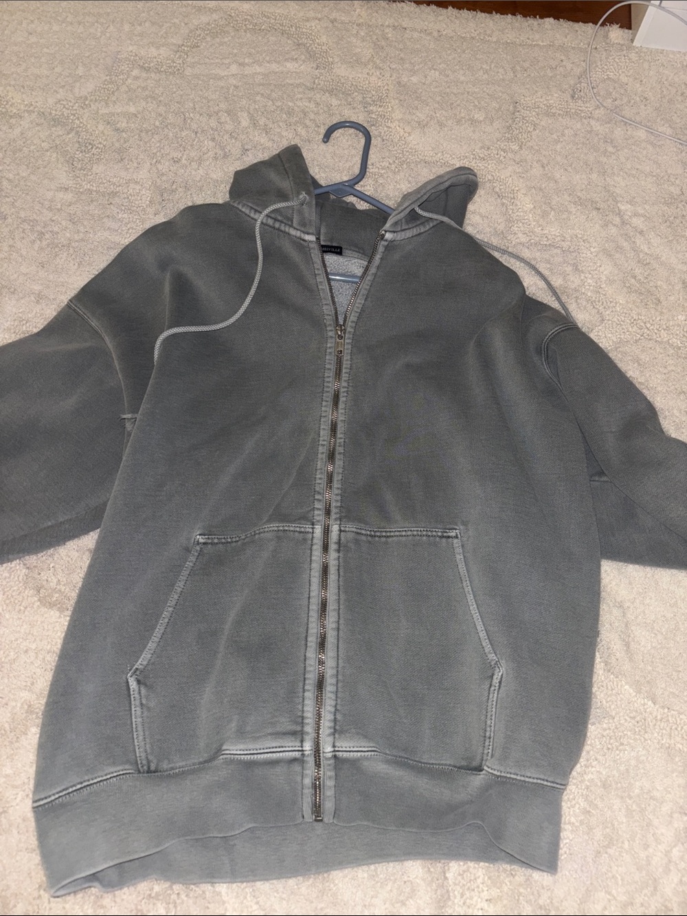 Brandy Melville Gray Full-Zip Hooded Jacket